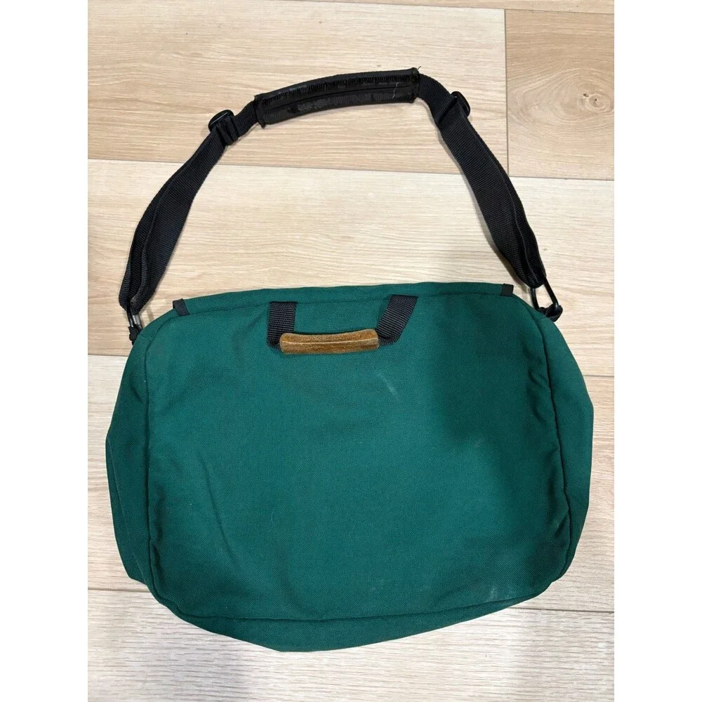 Jansport Messenger Bag Cross Body Floral Leather Green Made in USA 2 Pocket